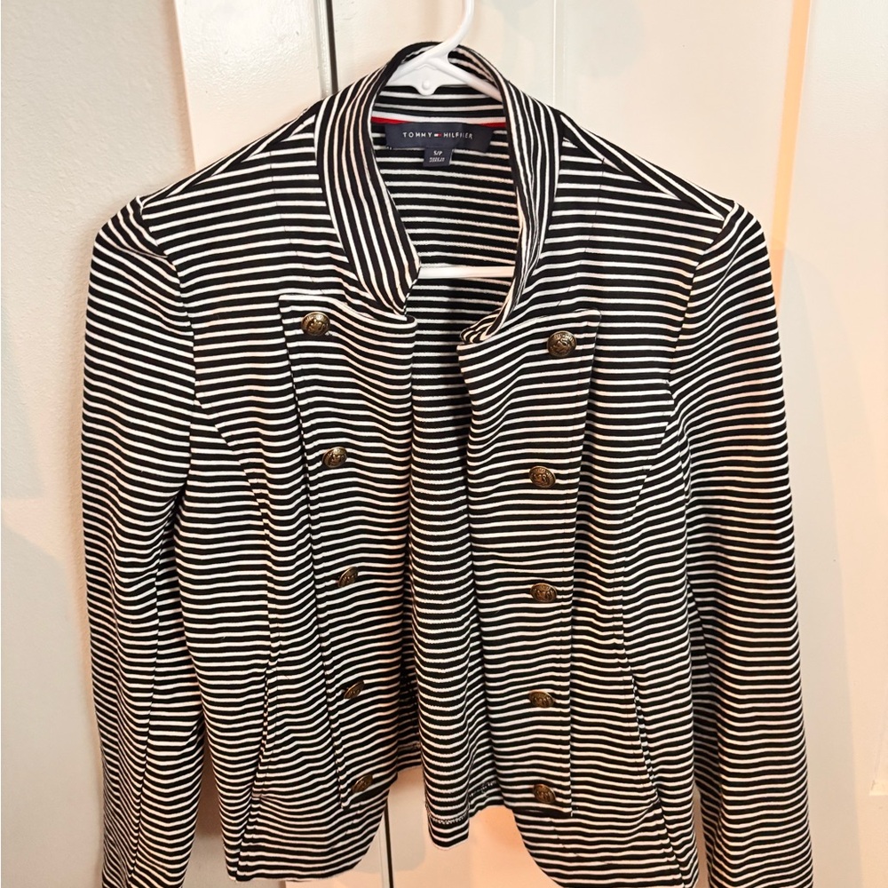 Tommy Hilfiger Black and White Striped Blazer
